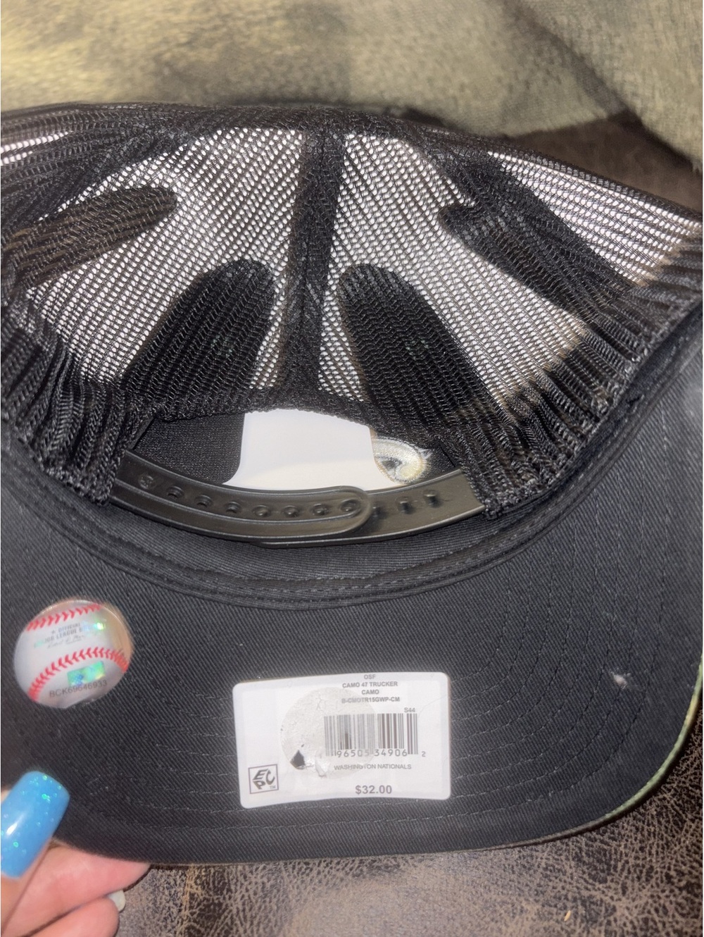 47 Brand Washington Nationals Camo Trucker Hat Snapback Adjustable MLB Cap NWT - Picture 3 of 3